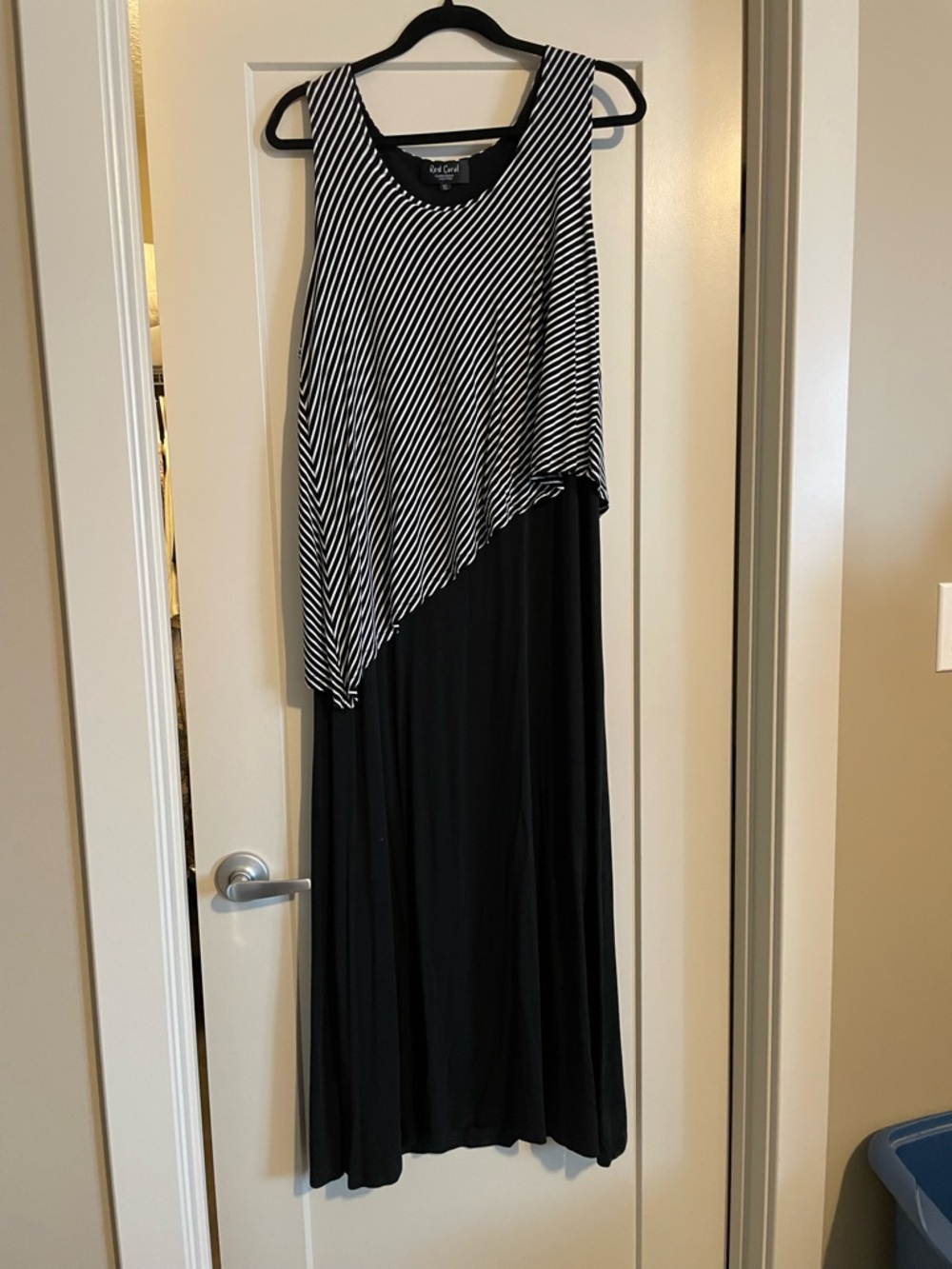 Striped Overlay Black Maxi Dress - Sleeveless Elegant Maxi
